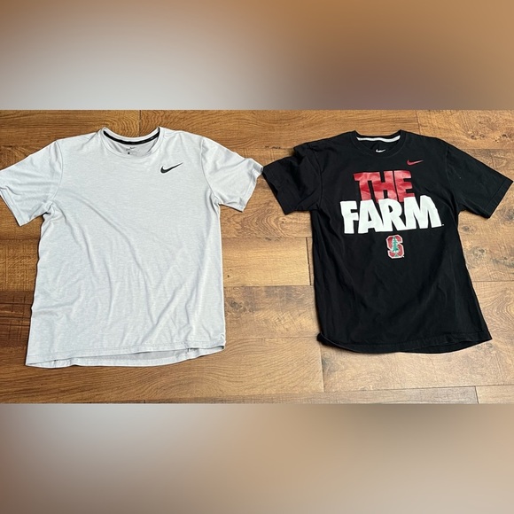 🏷️ Nike Mens tshirts 2 total Sz large Stanford university gray drifit SS - Picture 1 of 7